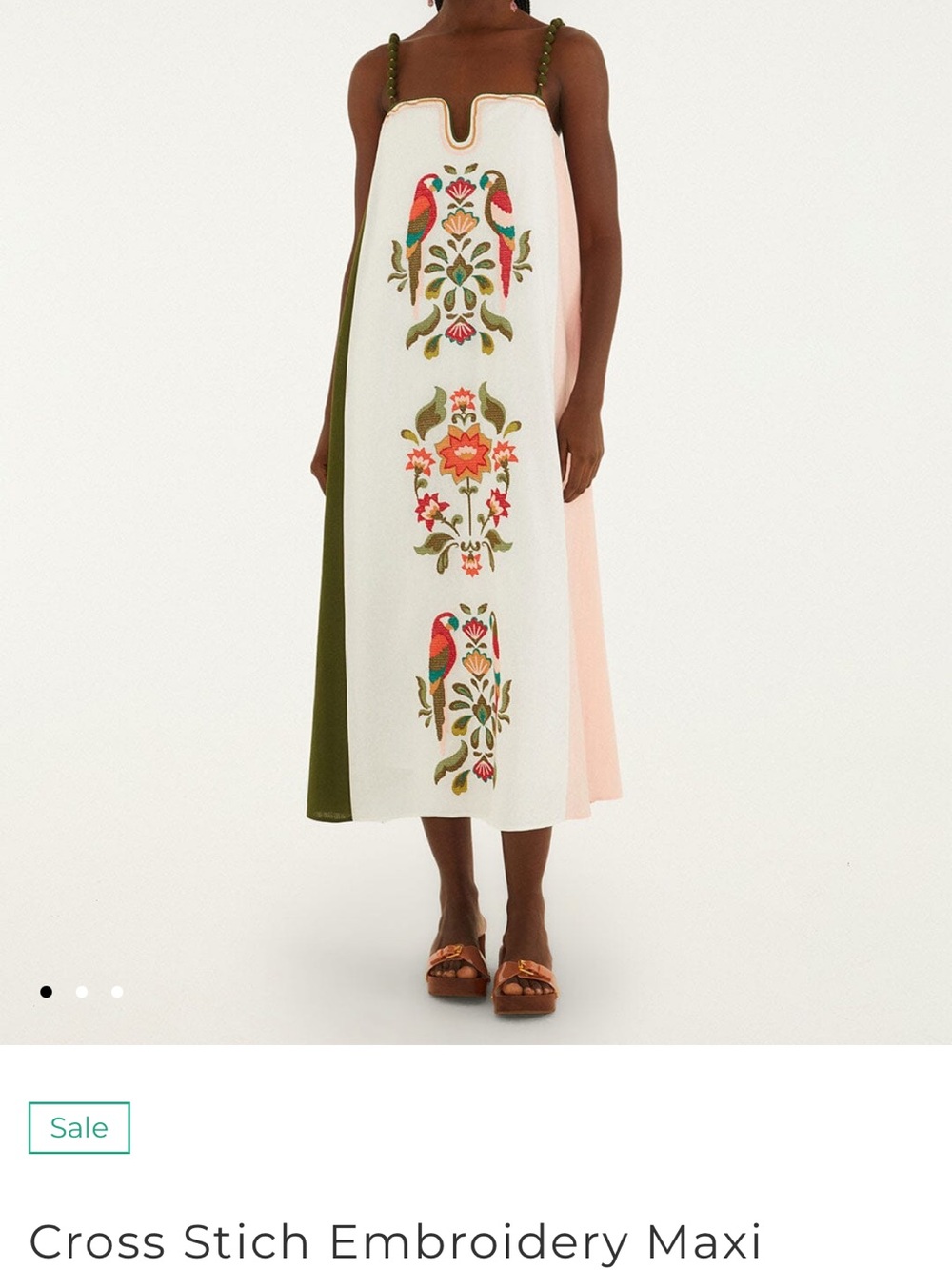 NWT Farm Rio Cross Stitch Embroidery Maxi Dress Sleeveless Size L